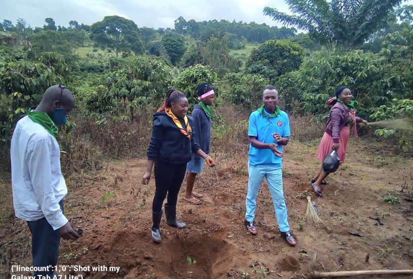 youth planting trees at Buyoga